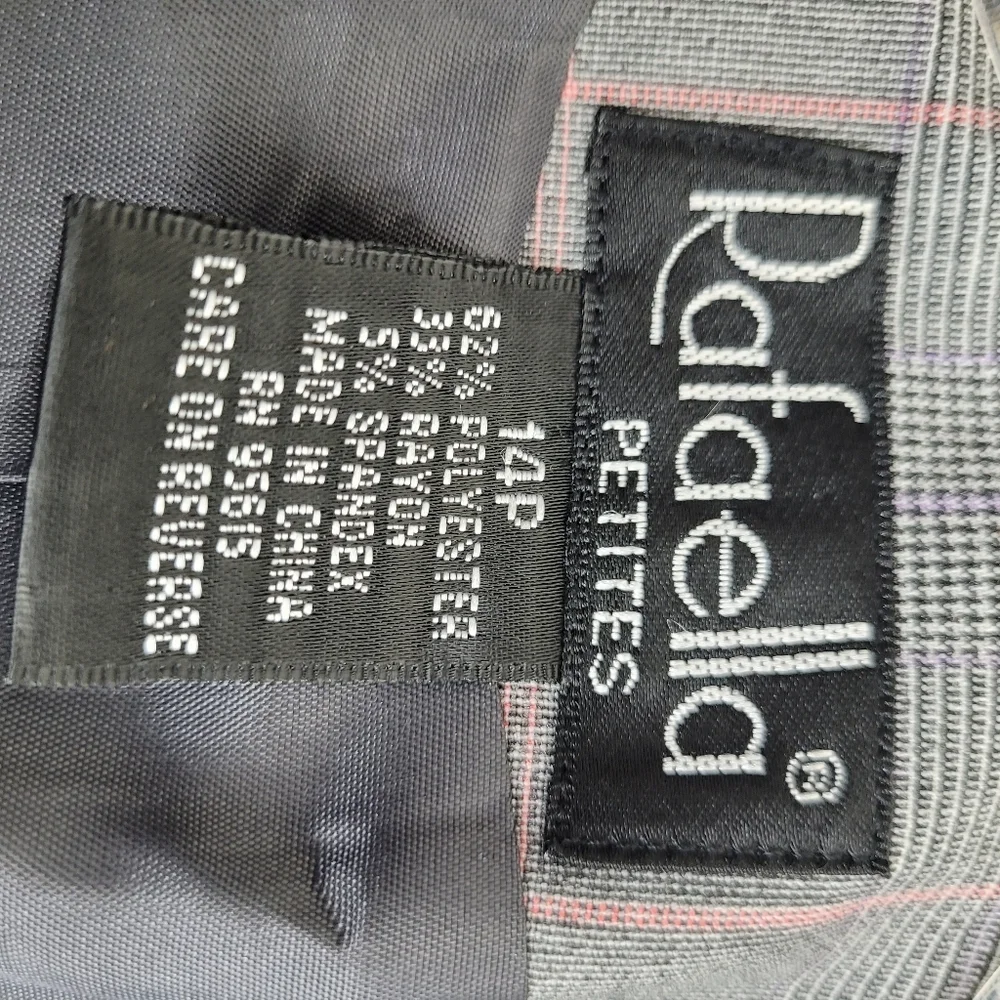 Rafaella Petite Women's Gray Pink Plaid Fitted Lined Blazer Office Work NWT 14